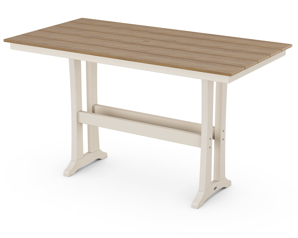 POLYWOOD Farmhouse Trestle 37" x 72" Bar Table in Sand / Natural