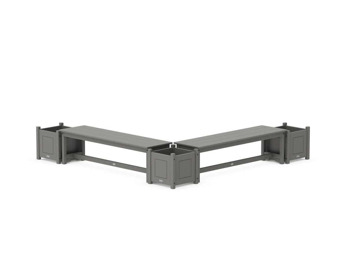 POLYWOOD 60" Country Living L-Shaped Planter Bench Corner Set in Slate Grey