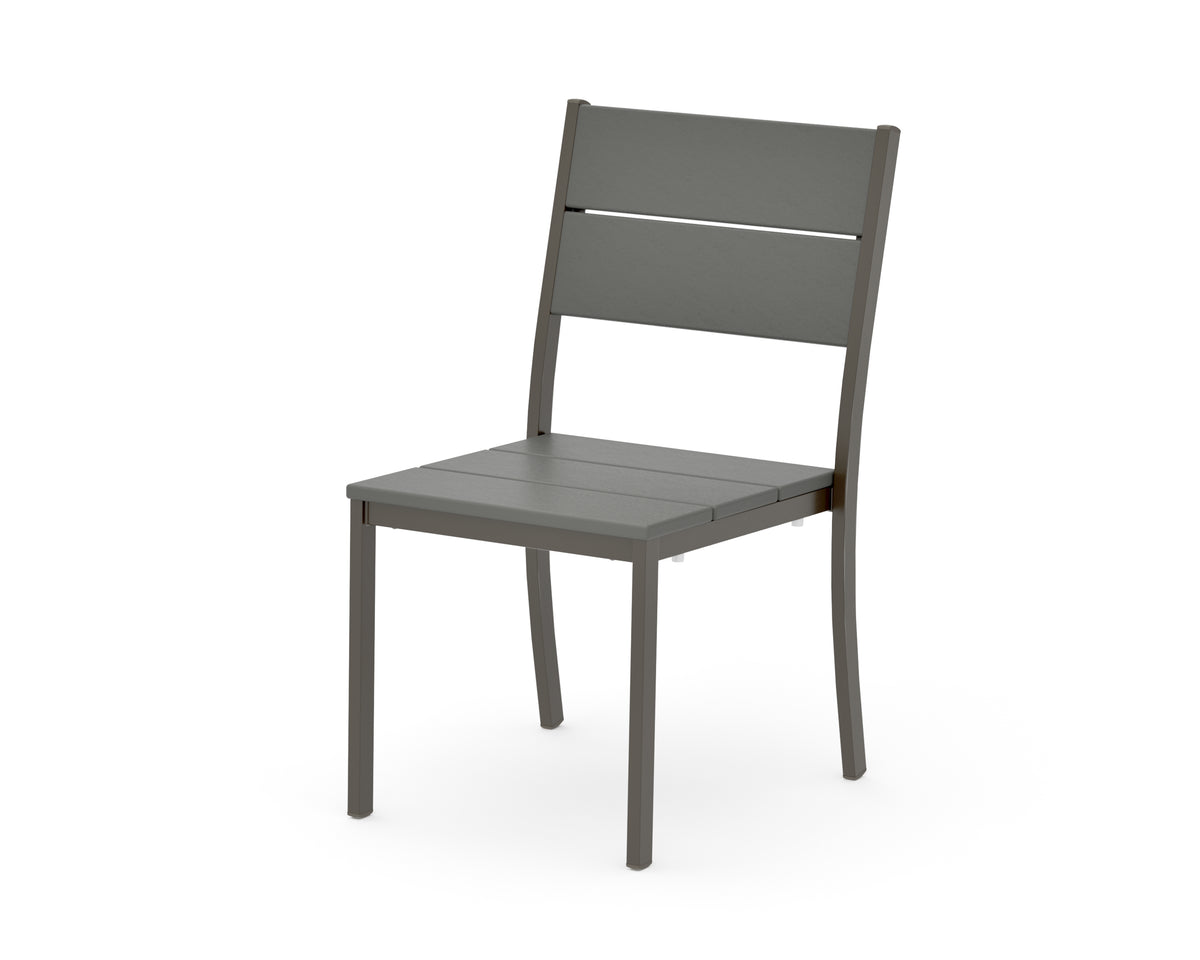 POLYWOOD Main Street Stacking Dining Side Chair in Bronze / Slate Grey