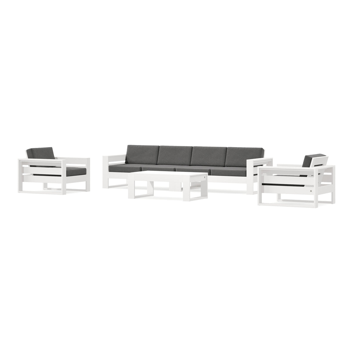 POLYWOOD PW Designer Series Latitude 5-Piece Lounge Sofa Set in Vintage White / Ash Charcoal