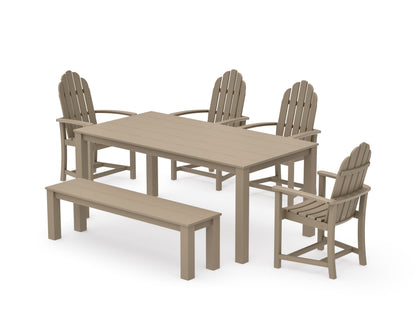 POLYWOOD Classic Adirondack 6-Piece Parsons Dining Set with Bench in Vintage Sahara