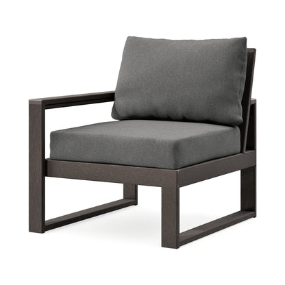 POLYWOOD EDGE Modular Left Arm Chair in Vintage Coffee / Ash Charcoal