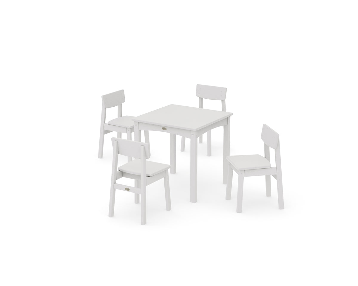 POLYWOOD Modern Studio Kids 5-Piece Dining Set in Vintage White