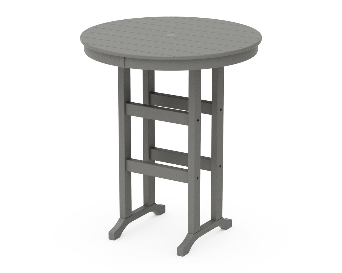 POLYWOOD 36" Round Farmhouse Bar Table in Slate Grey