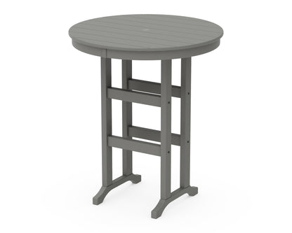 POLYWOOD 36" Round Farmhouse Bar Table in Slate Grey
