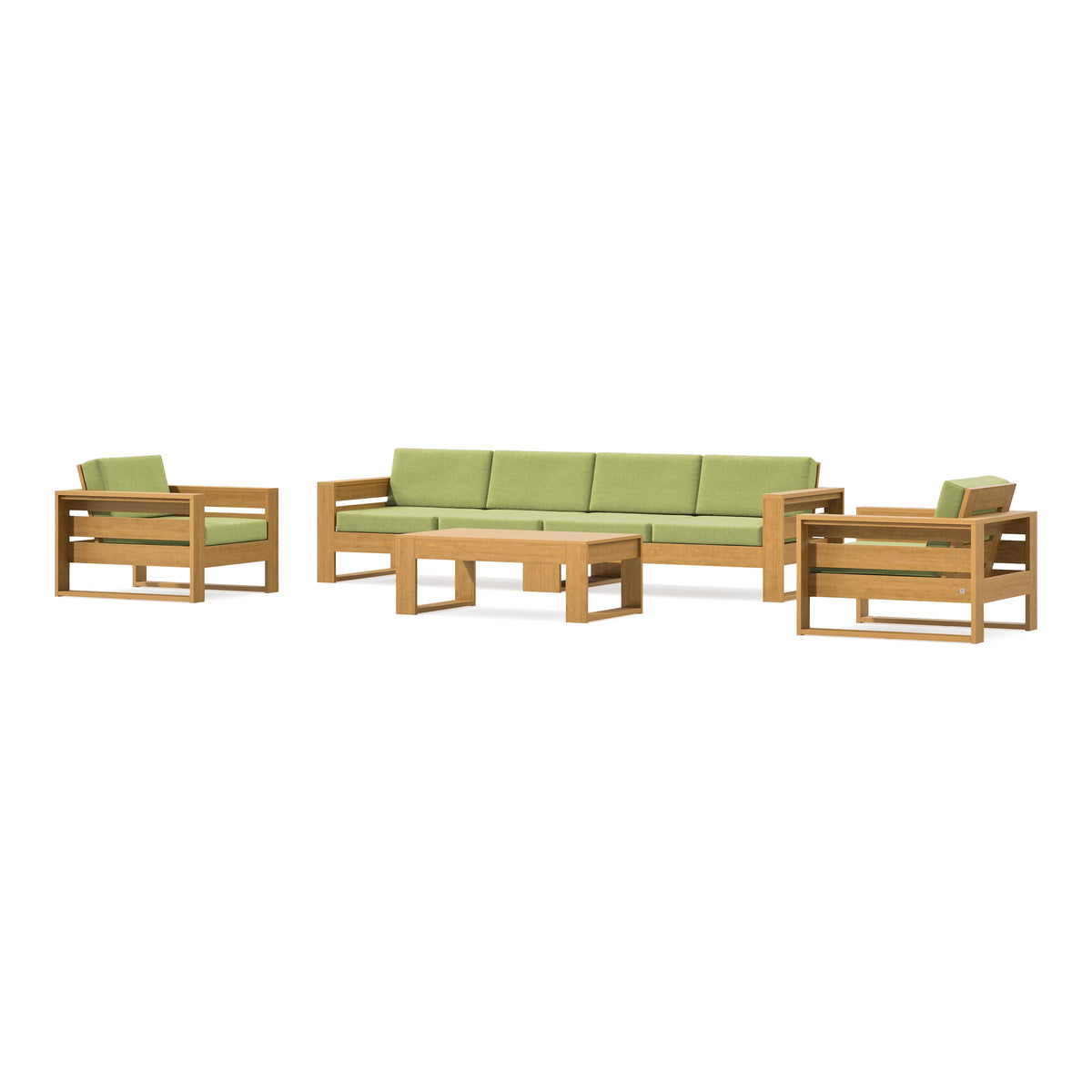 POLYWOOD PW Designer Series Latitude 5-Piece Lounge Sofa Set in Natural / Chartreuse Boucle