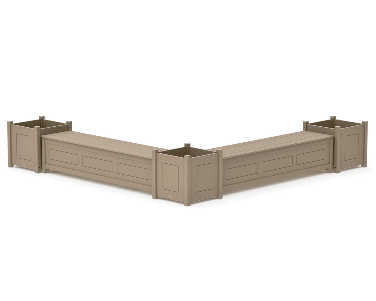 POLYWOOD 72" Country Living L-Shaped Planter Storage Bench Corner Set - Large in Vintage Sahara