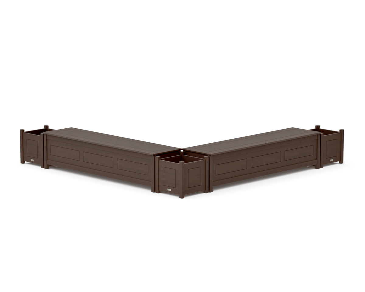 POLYWOOD 72" Country Living L-Shaped Planter Storage Bench Corner Set in Kona