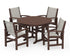 POLYWOOD Coastal 5-Piece Round Farmhouse Dining Set in Mahogany / Birch