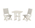 POLYWOOD Coastal Folding Side Chair 3-Piece Dining Set in Sand / Birch