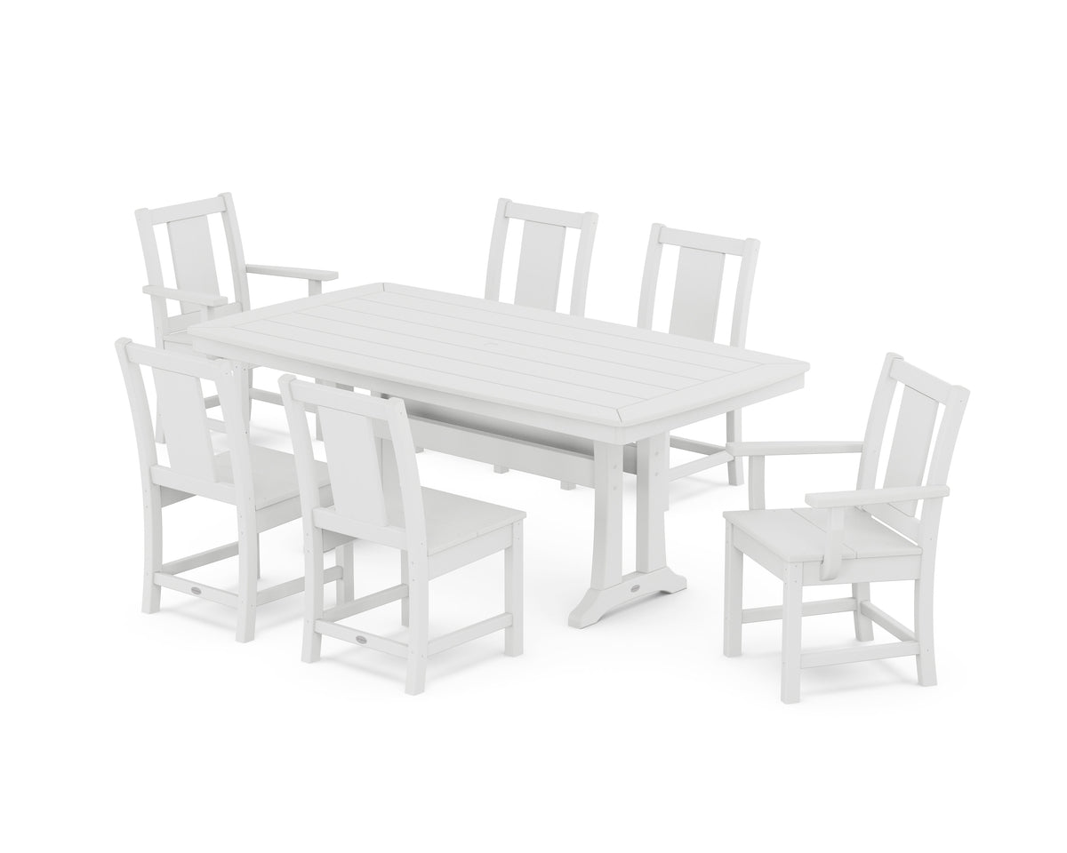 POLYWOOD Prairie 7-Piece Dining Set with Trestle Legs in White