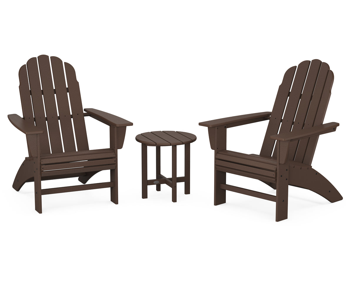 POLYWOOD Vineyard 3-Piece Curveback Adirondack Set in Mahogany