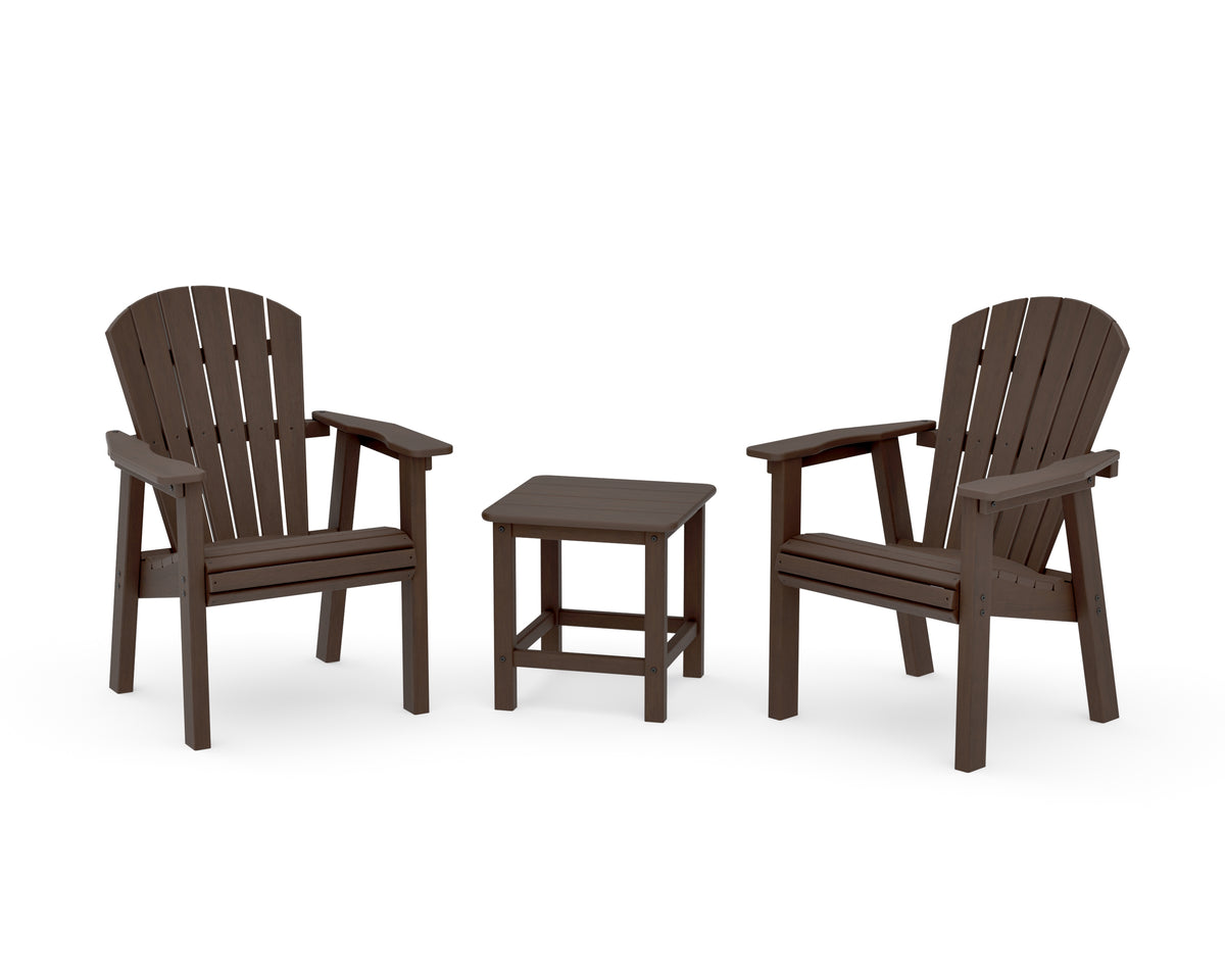 POLYWOOD Seashell 3-Piece Upright Adirondack Chair Set in Kona
