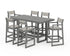 POLYWOOD EDGE Sling 7-Piece Bar Table Set in Slate Grey / Birch