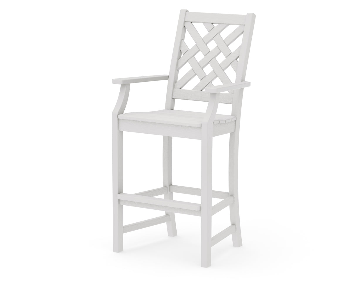 POLYWOOD Wovendale Bar Arm Chair in Vintage White