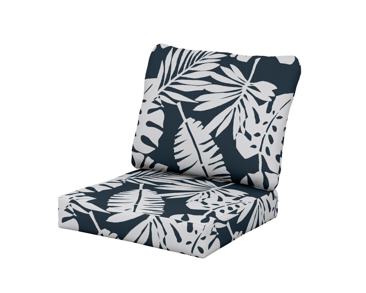 POLYWOOD Baffle Seat/Back Cushion in Leaf Marine Indigo