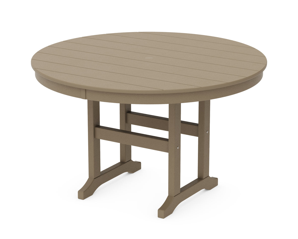 POLYWOOD 48" Round Farmhouse Dining Table in Vintage Sahara