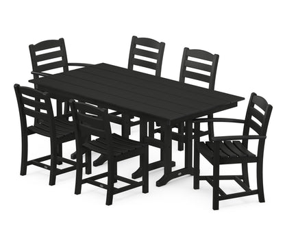 POLYWOOD La Casa Café 7-Piece Farmhouse Dining Set in Black