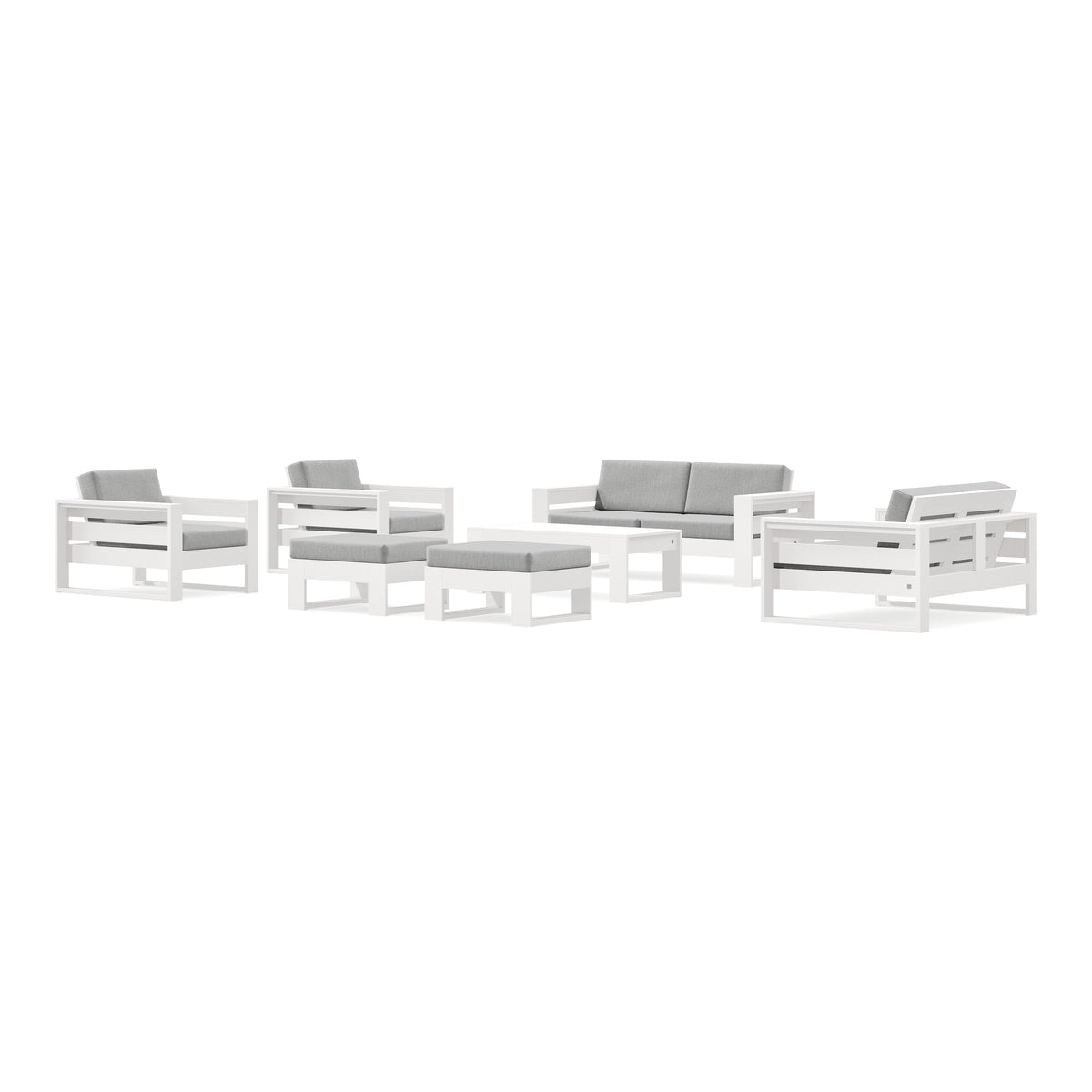 POLYWOOD PW Designer Series Latitude 7-Piece Lounge Loveseat Set in Vintage White / Granite