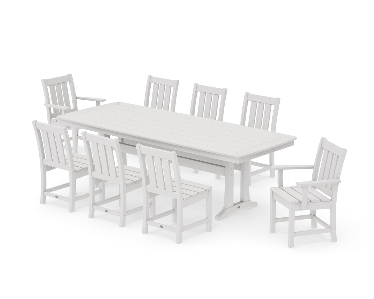 POLYWOOD Oxford 9-Piece Dining Set with Trestle Legs in Vintage White