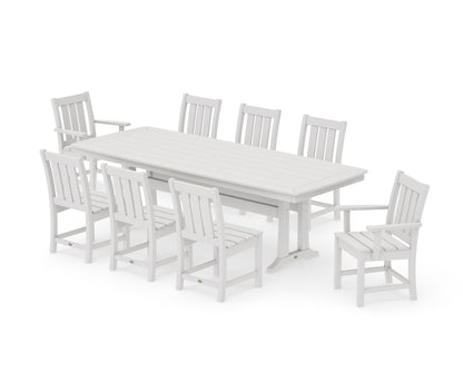 POLYWOOD Oxford 9-Piece Dining Set with Trestle Legs in Vintage White