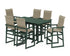 POLYWOOD EDGE Woven Highback Arm Chair 7-Piece Farmhouse Bar Set in Green / Dune Grass