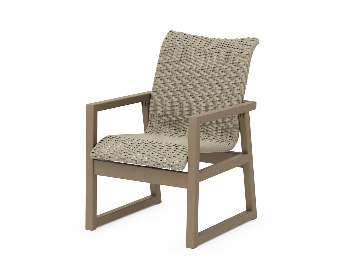 POLYWOOD EDGE Woven Dining Arm Chair in Vintage Sahara / Dune Grass