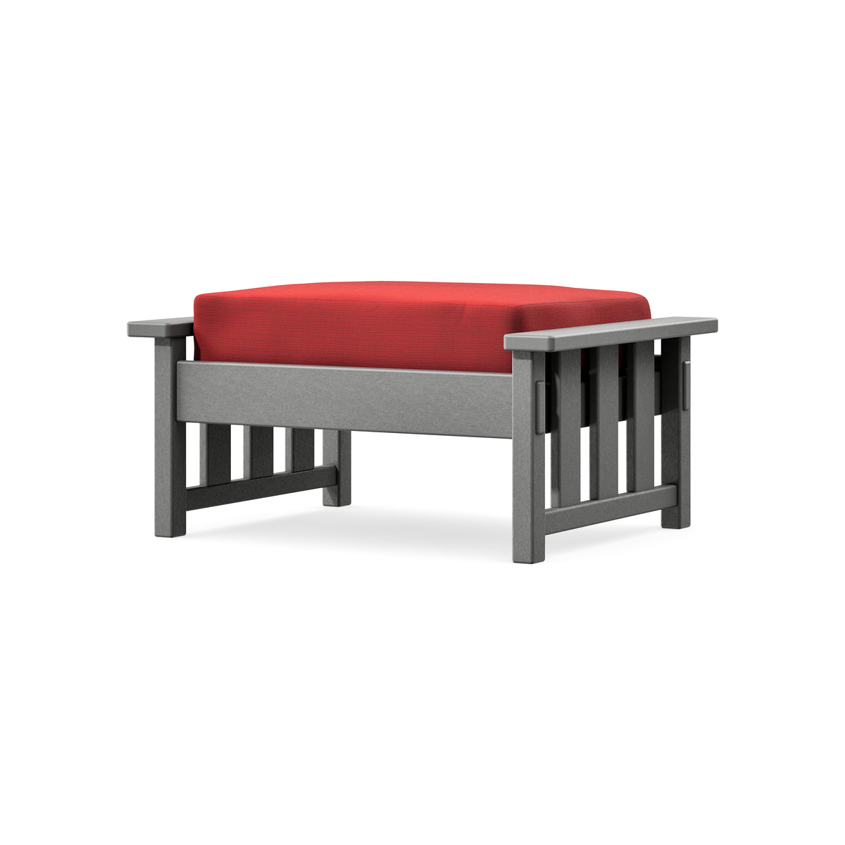 POLYWOOD Acadia Deep Seating Ottoman in Slate Grey / Crimson Linen