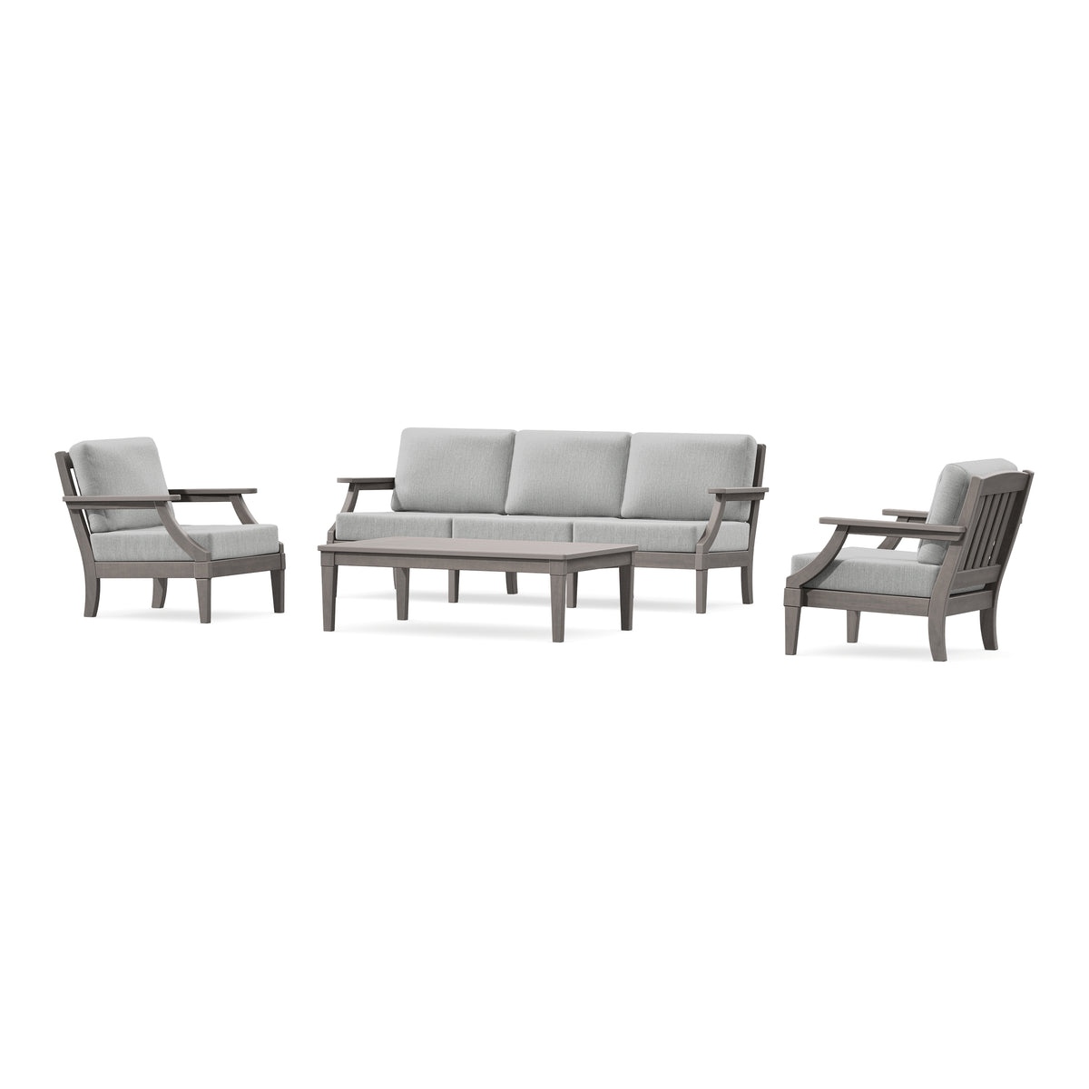 POLYWOOD PW Designer Series Estate 4-Piece Lounge Sofa Set in Driftwood / Granite