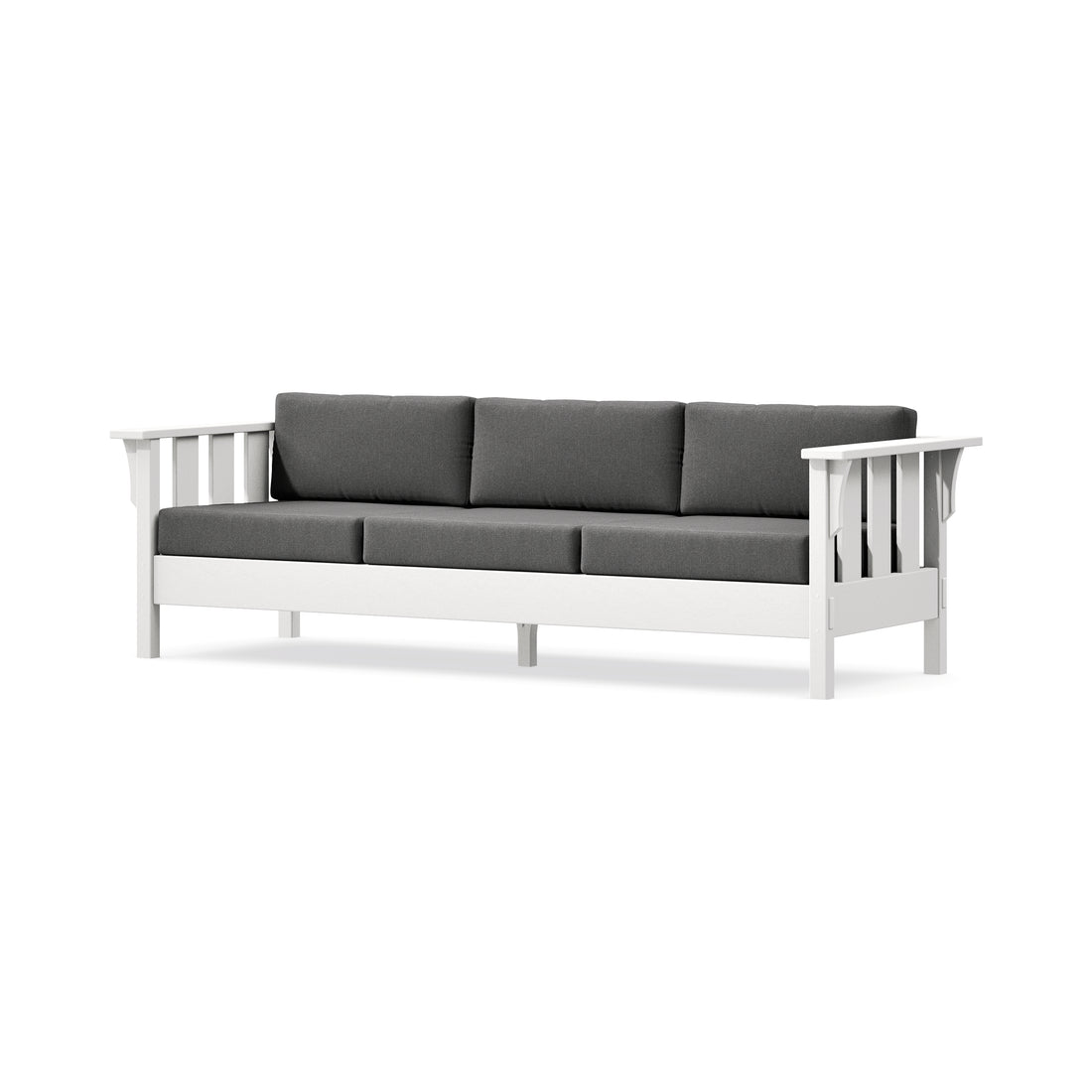 POLYWOOD Acadia Deep Seating Sofa in White / Ash Charcoal