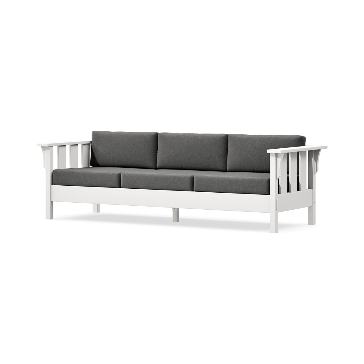 POLYWOOD Acadia Deep Seating Sofa in White / Ash Charcoal