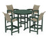 POLYWOOD Coastal Woven 5-Piece Round Farmhouse Bar Set in Green / Dune Grass