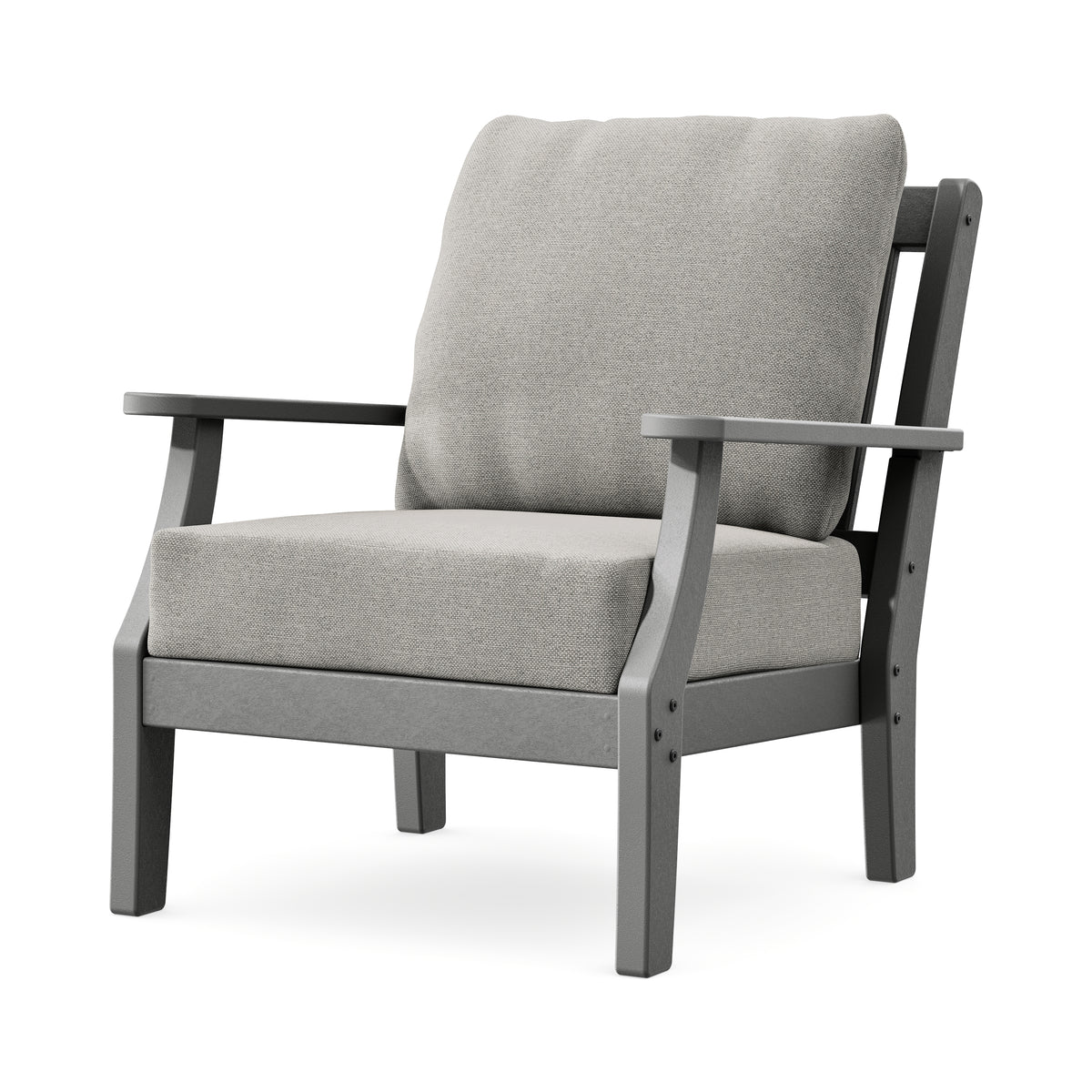 POLYWOOD Chinoiserie Deep Seating Chair in Slate Grey / Weathered Tweed