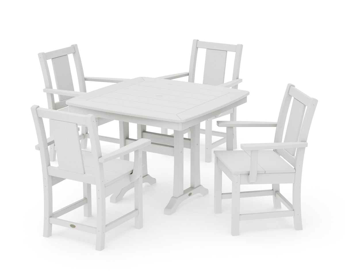 POLYWOOD Prairie 5-Piece Dining Set with Trestle Legs in Vintage White