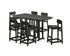 POLYWOOD Modern Studio Urban Lowback Bar Chair 7-Piece Set in Black