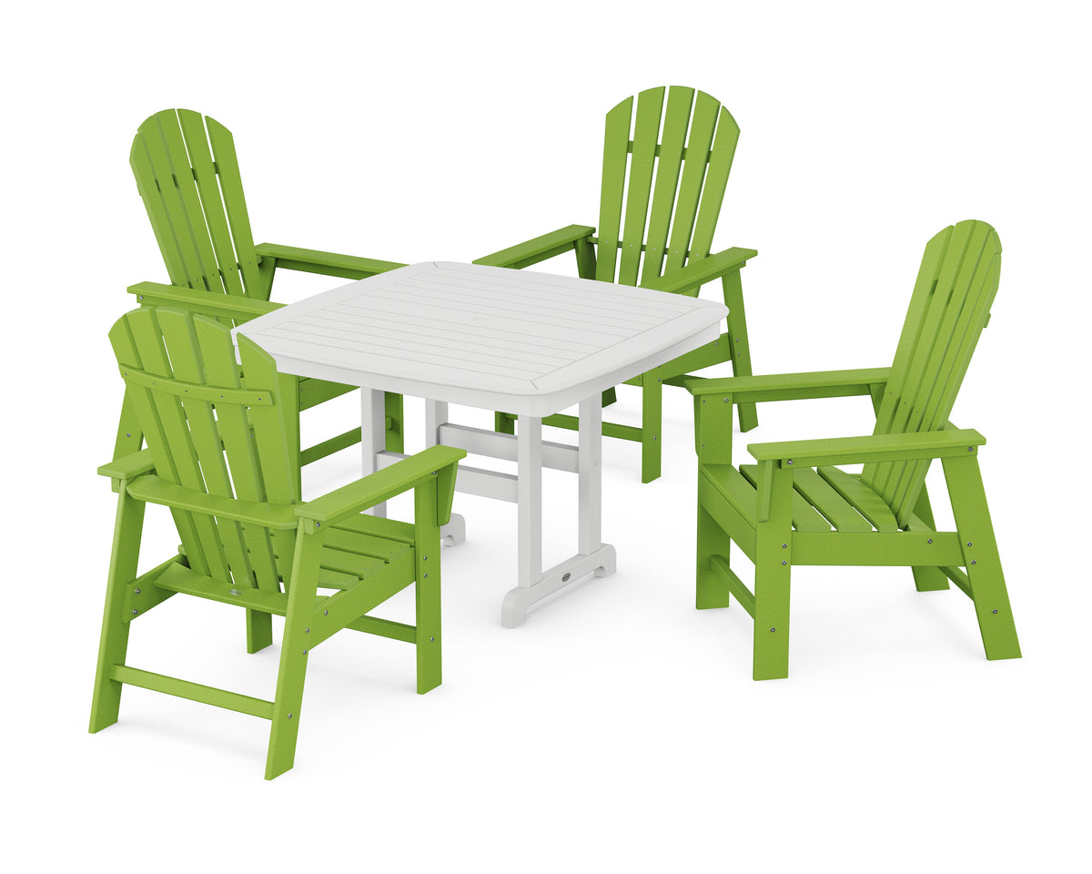 POLYWOOD South Beach 5-Piece Dining Set with Trestle Legs - 44" Table in Lime / White