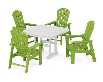 POLYWOOD South Beach 5-Piece Dining Set with Trestle Legs - 44" Table in Lime / White