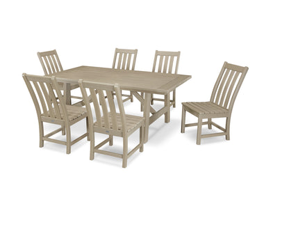 POLYWOOD Vineyard 7-Piece Rustic Farmhouse Side Chair Dining Set in Vintage Sahara