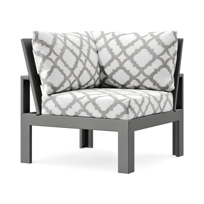 POLYWOOD Modular Corner Chair in Slate Grey / Trellis Grey Mist