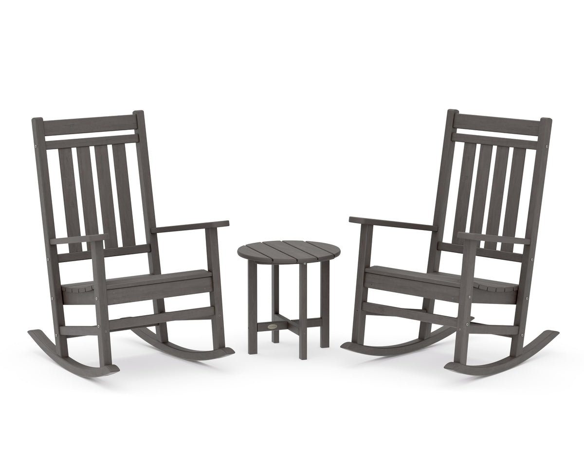 POLYWOOD Estate 3-Piece Rocking Chair Set in Driftwood