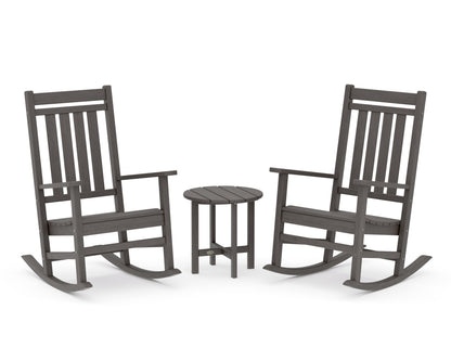 POLYWOOD Estate 3-Piece Rocking Chair Set in Driftwood