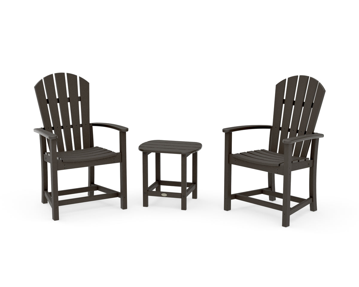 POLYWOOD Palm Coast 3-Piece Upright Adirondack Chair Set in Vintage Coffee