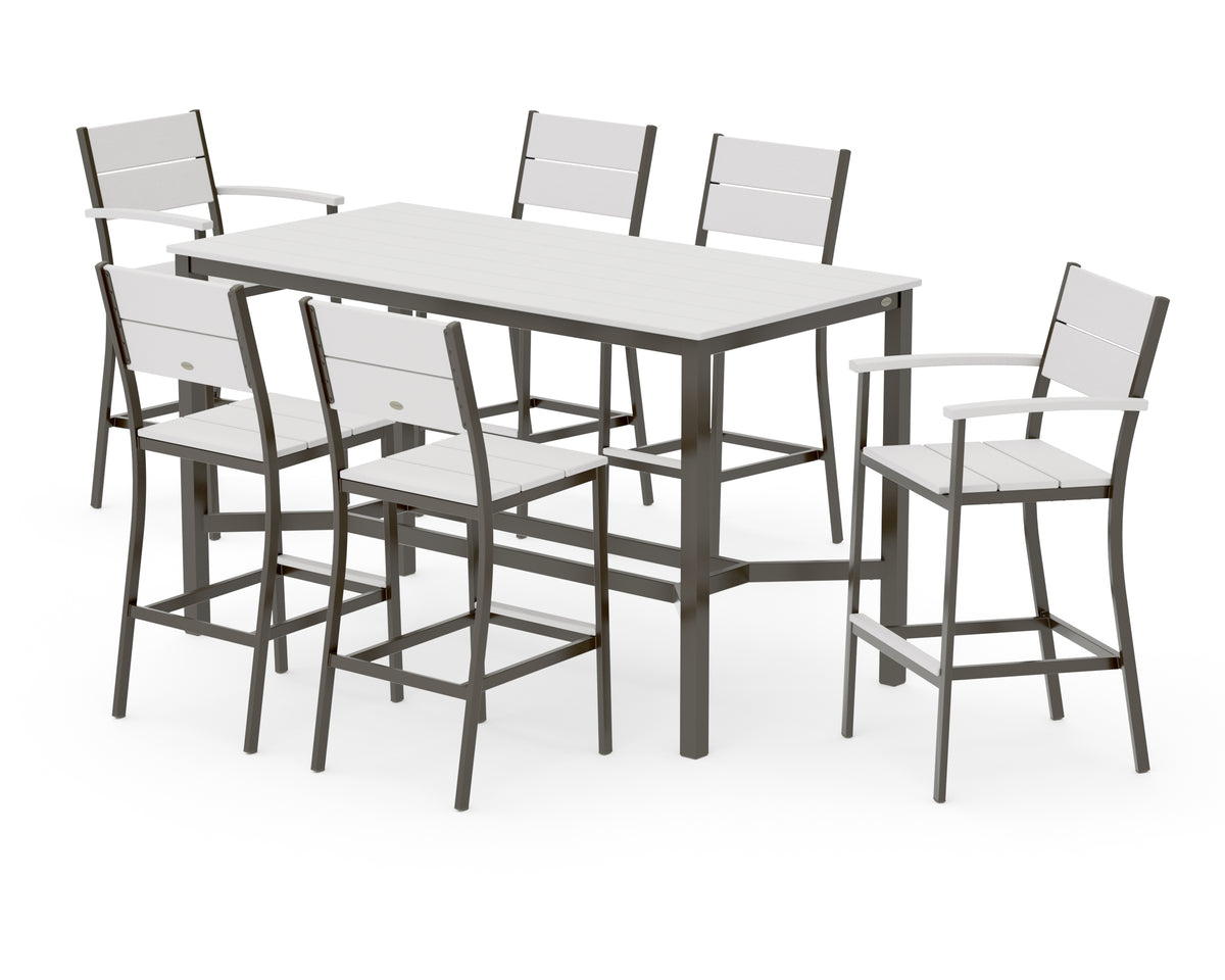 POLYWOOD Main Street 7-Piece Bar Set in Bronze / Vintage White