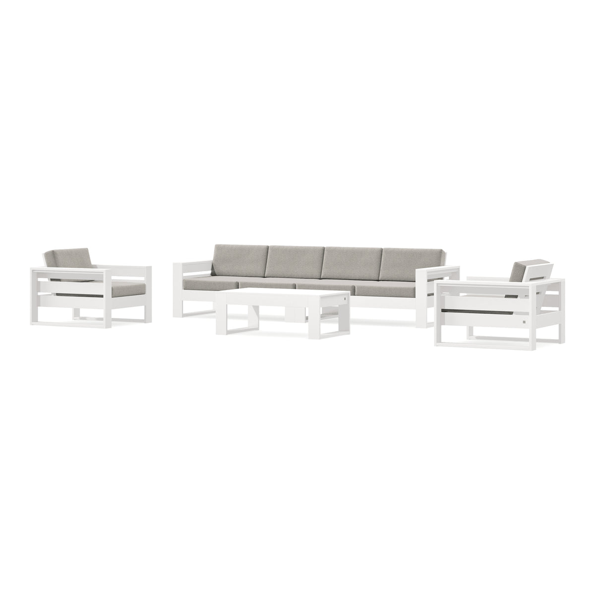 POLYWOOD PW Designer Series Latitude 5-Piece Lounge Sofa Set in Vintage White / Weathered Tweed