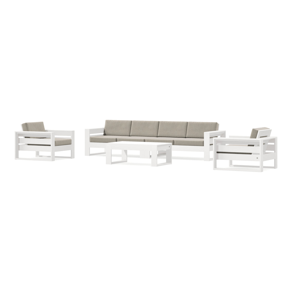 POLYWOOD PW Designer Series Latitude 5-Piece Lounge Sofa Set in Vintage White / Cast Ash