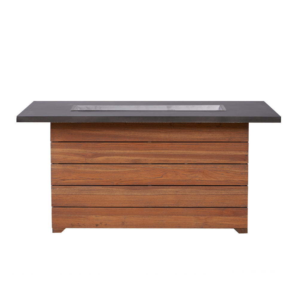 Lloyd Flanders Teak 50" Rectangular Fire Table with Faux Concrete Top, lifestyle photo 2