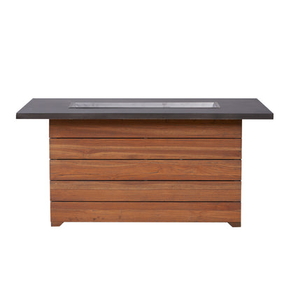 Lloyd Flanders Teak 50" Rectangular Fire Table with Faux Concrete Top, lifestyle photo 2