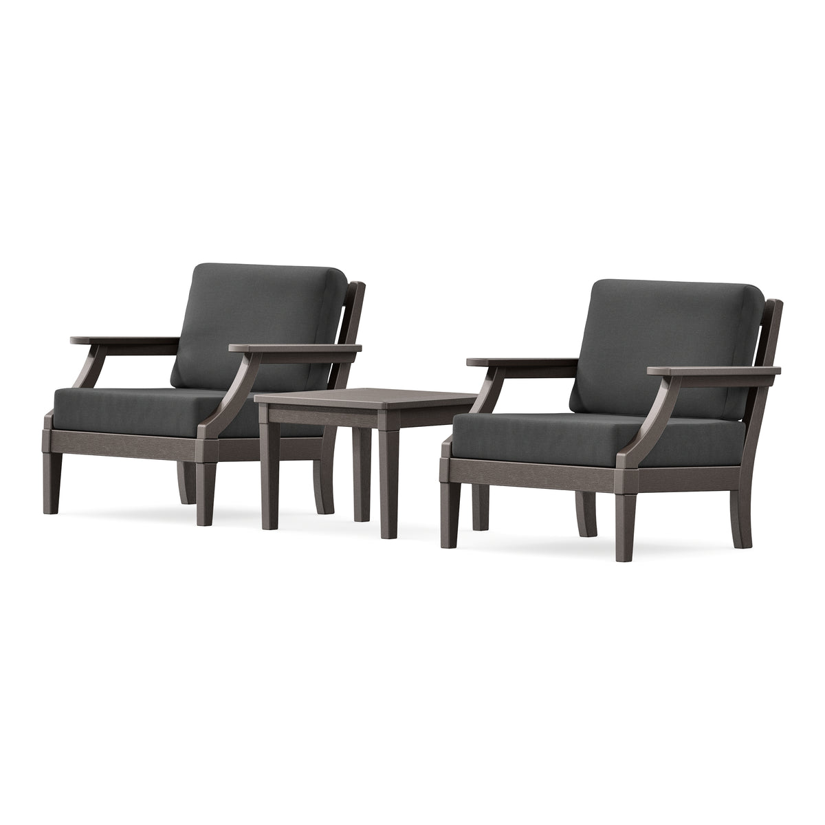 POLYWOOD PW Designer Series Estate 3-Piece Lounge Chair Set in Vintage Coffee / Spectrum Carbon