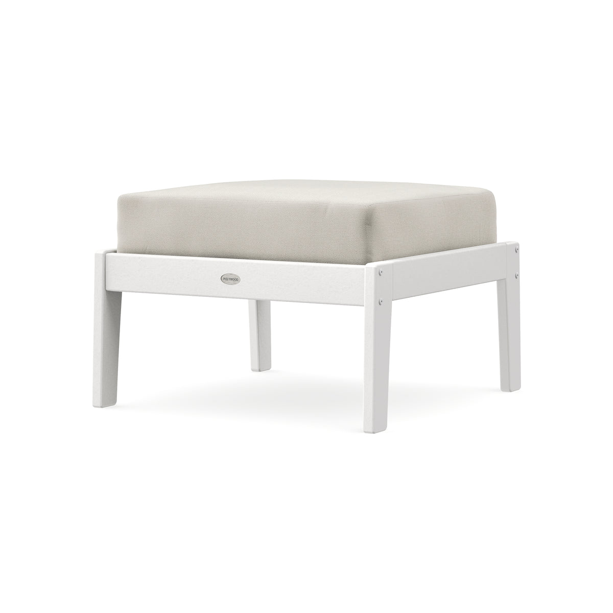 POLYWOOD Lakeside Deep Seating Ottoman in White / Blend Linen