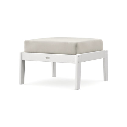 POLYWOOD Lakeside Deep Seating Ottoman in White / Blend Linen